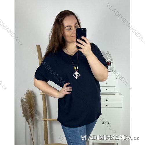 Tunika s přívěškem dlouhý rukáv dámská nadrozměr (3XL/4XL ONE SIZE) ITALSKÁ MÓDA IMWQ24002/DR