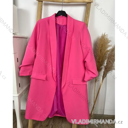 Sako prodloužené s podšívkou dlouhý rukáv dámské (M/L/XL ONE SIZE) ITALSKá MóDA IMC23213/DR tm. růžová