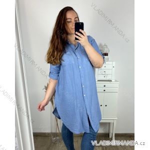 Košile prodloužená dlouhý rukáv dámská nadrozměr (XL/2XL/3XL ONE SIZE) ITALSKá MÓDA IMC24BELLA