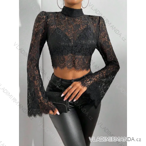 Croptop krajkový dlouhý rukáv dámský (S/M ONE SIZE) ITALSKÁ MÓDA IMPLS2431761