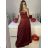 Šaty společenské dlouhé na ramínka carmen dámské (S/M ONE SIZE) ITALSKÁ MÓDA IMPBB23B23687/DUR Černá S/M