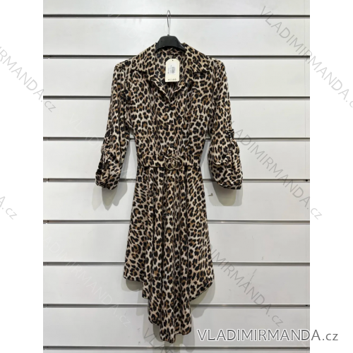 Women's Long Sleeve Party Dress (S/M ONE SIZE) ITALIAN FASHION IMPSH235429 hnědá gepard S / M