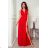Langes, elegantes Damenkleid mit breiten Trägern (SL) FRENCH FASHION FMPEL23VELVET -   rot -   42