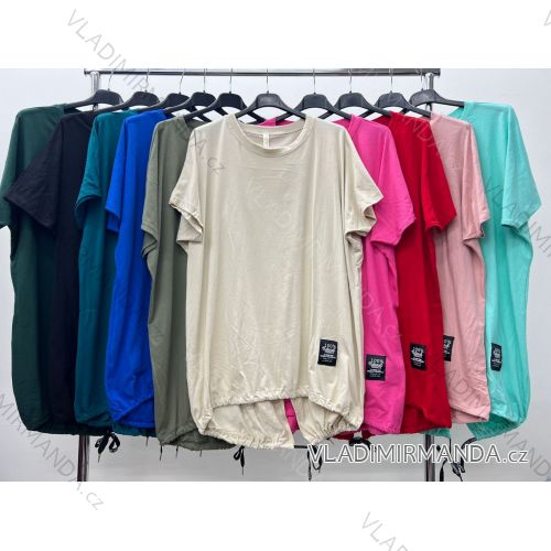Tunika s kapucí krátký rukáv dámská nadrozměr (2XL/3XL/4XL ONE SIZE) ITALSKá MóDA IM424142