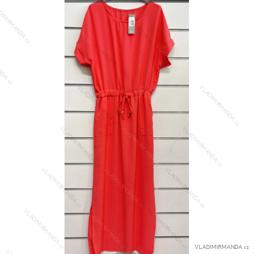 Šaty dlhé krátky rukáv dámske (S/M ONE SIZE) TALIANSKA MÓDA IMPSH241205 červená S / M