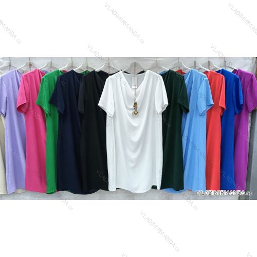 Šaty s přívěškem krátký rukáv dámské nadrozměr (3XL/4XL ONE SIZE) ITALSKÁ MÓDA IMWQ24068