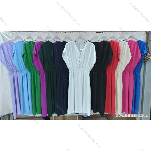 Šaty letní krátký rukáv dámské nadrozměr (3XL/4XL ONE SIZE) ITALSKÁ MÓDA IMWQ24077