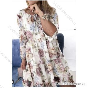 Šaty květované dlouhý rukáv dámské (M/L ONE SIZE) ITALSKÁ MÓDA IMD22124/DR