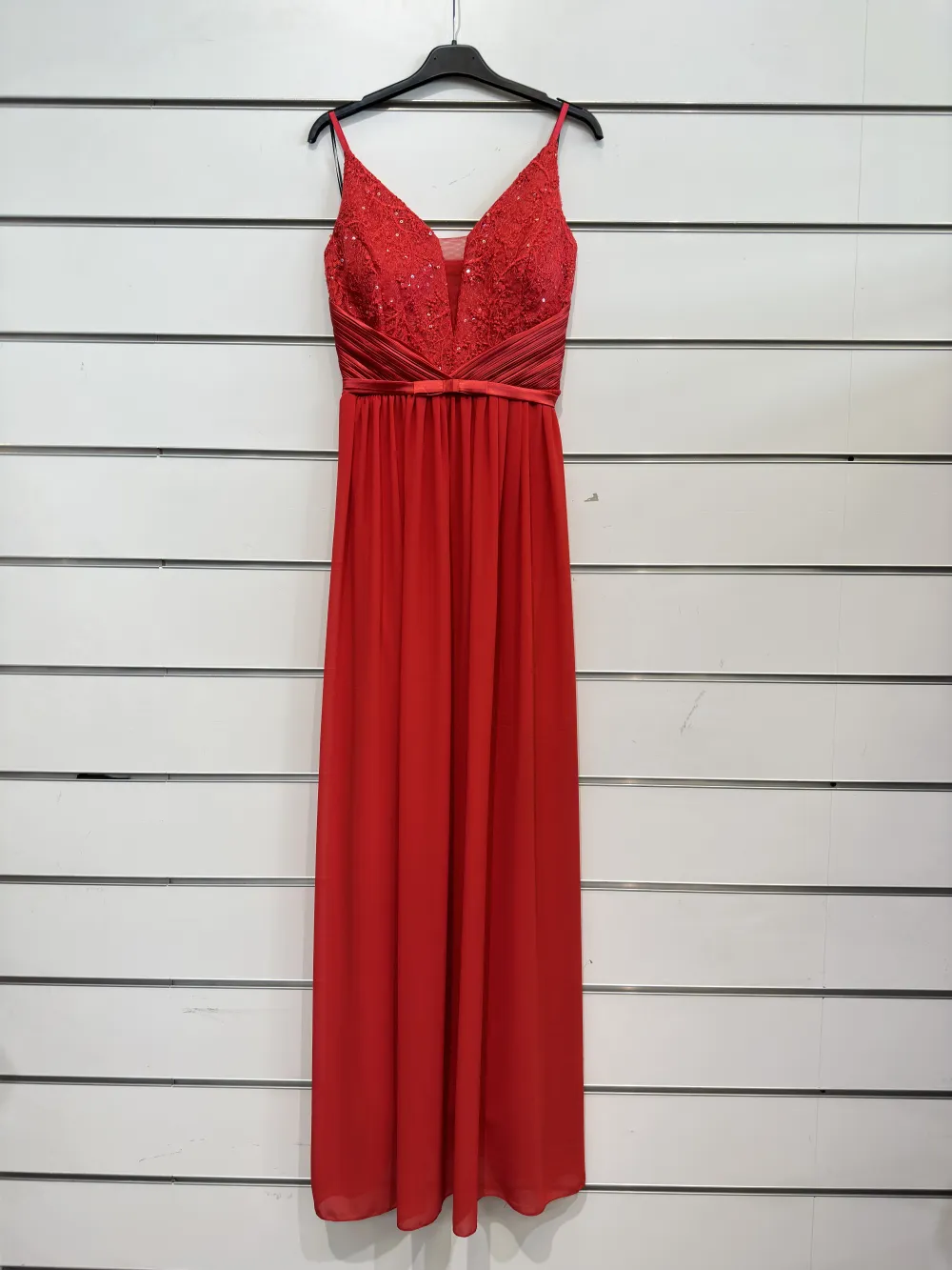 Šaty dlouhé společenské na ramínka dámské (S/M ONE SIZE) ITALSKÁ MÓDA IMPSH24L670 červená S/M