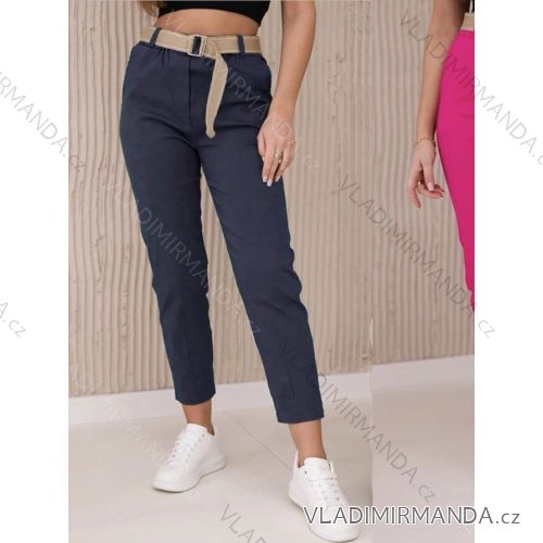Kalhoty dlouhé s páskem dámské (S/M/L ONE SIZE) ITALSKÁ MÓDA IMWAD24022