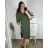 Šaty košilové 3/4 dlouhý rukáv dámské nadrozměr (XL/2XL ONE SIZE) ITALSKÁ MÓDA IM424075/DR khaki XL/2XL
