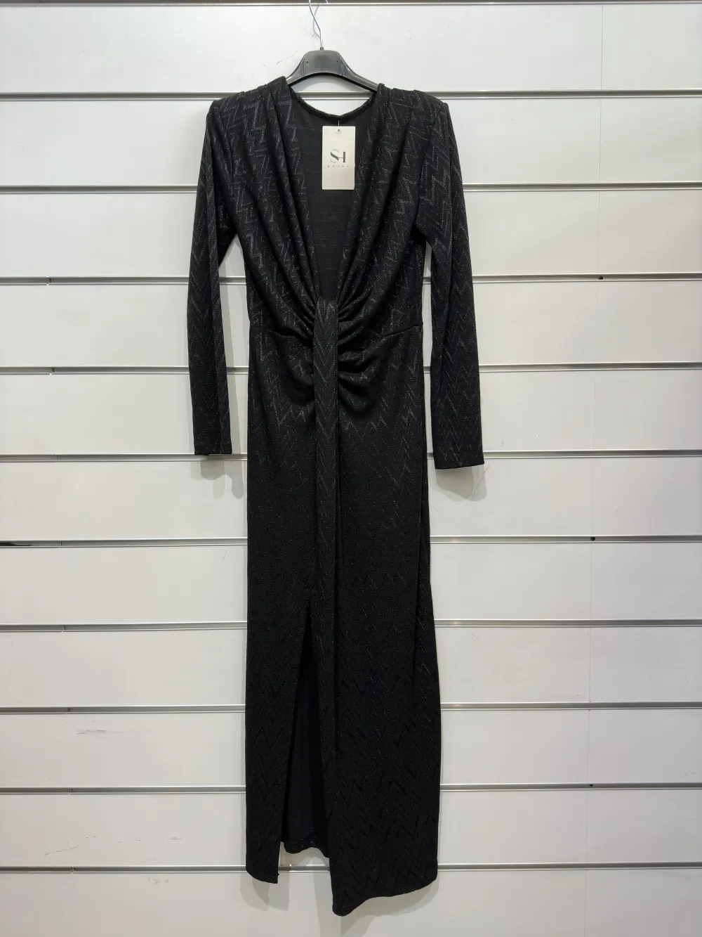 Women's Long Elegant Party Long Sleeve Dress (S/M ONE SIZE) ITALIAN FASHION IMPSH2363325 black S / M