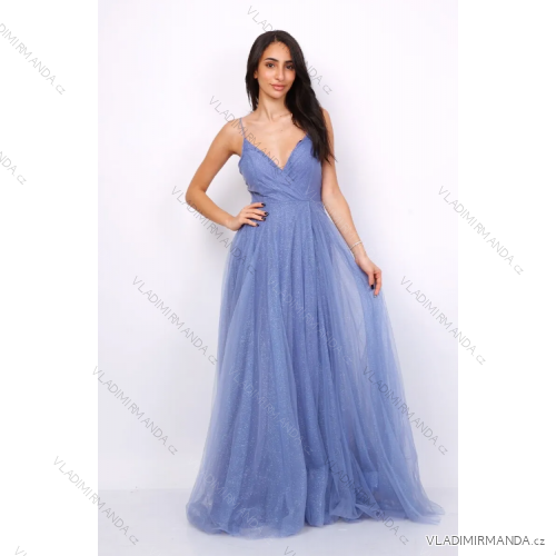 Trägerloses langes Partykleid für Damen (Einheitsgröße S/M) ITALIAN FASHION IMPSH2360055 hellblau S / M