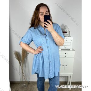 Košile prodloužená dlouhý rukáv dámská nadrozměr (XL/2XL/3XL ONE SIZE) ITALSKÁ MÓDA IMC24BRIGITA