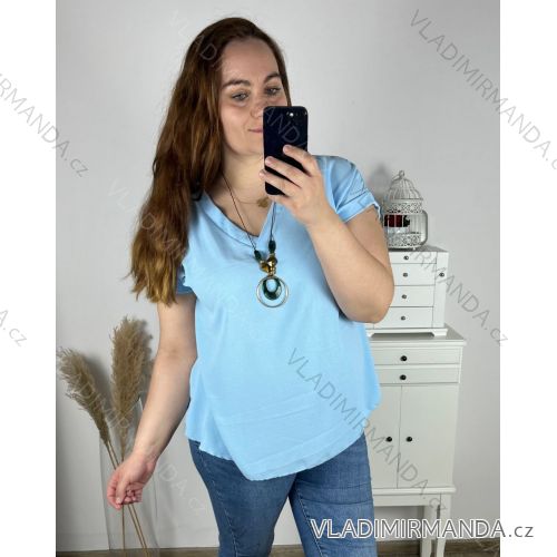 Tunika krátký rukáv s řetízkem dámská nadrozměr (XL/2XL/3XL ONE SIZE) ITALSKá MODA IM324KIKIA