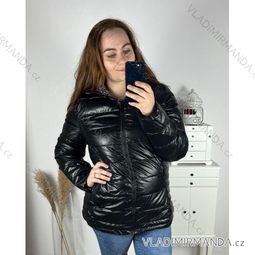 Bunda s kapucňou jarní dlhý rukáv dámska nadrozmer (3XL-7XL) FRANCÚZSKA MÓDA FMWB228029B21/DR -   čierna -   4XL