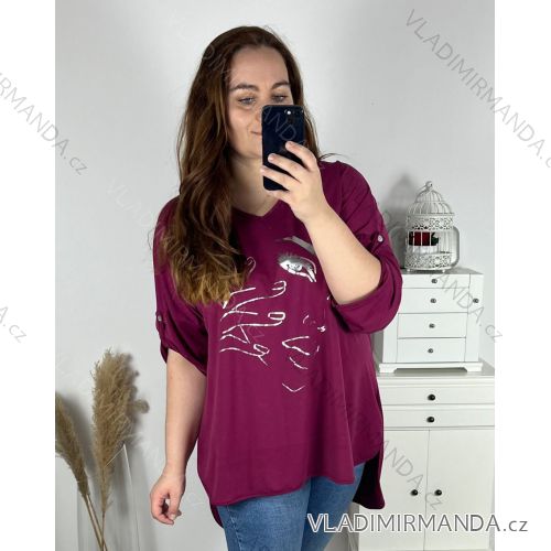 Tunika dlouhý rukáv dámská nadrozměr (3XL/4XL/5XL/6XL ONE SIZE) ITALSKÁ MÓDA IMWQ24030