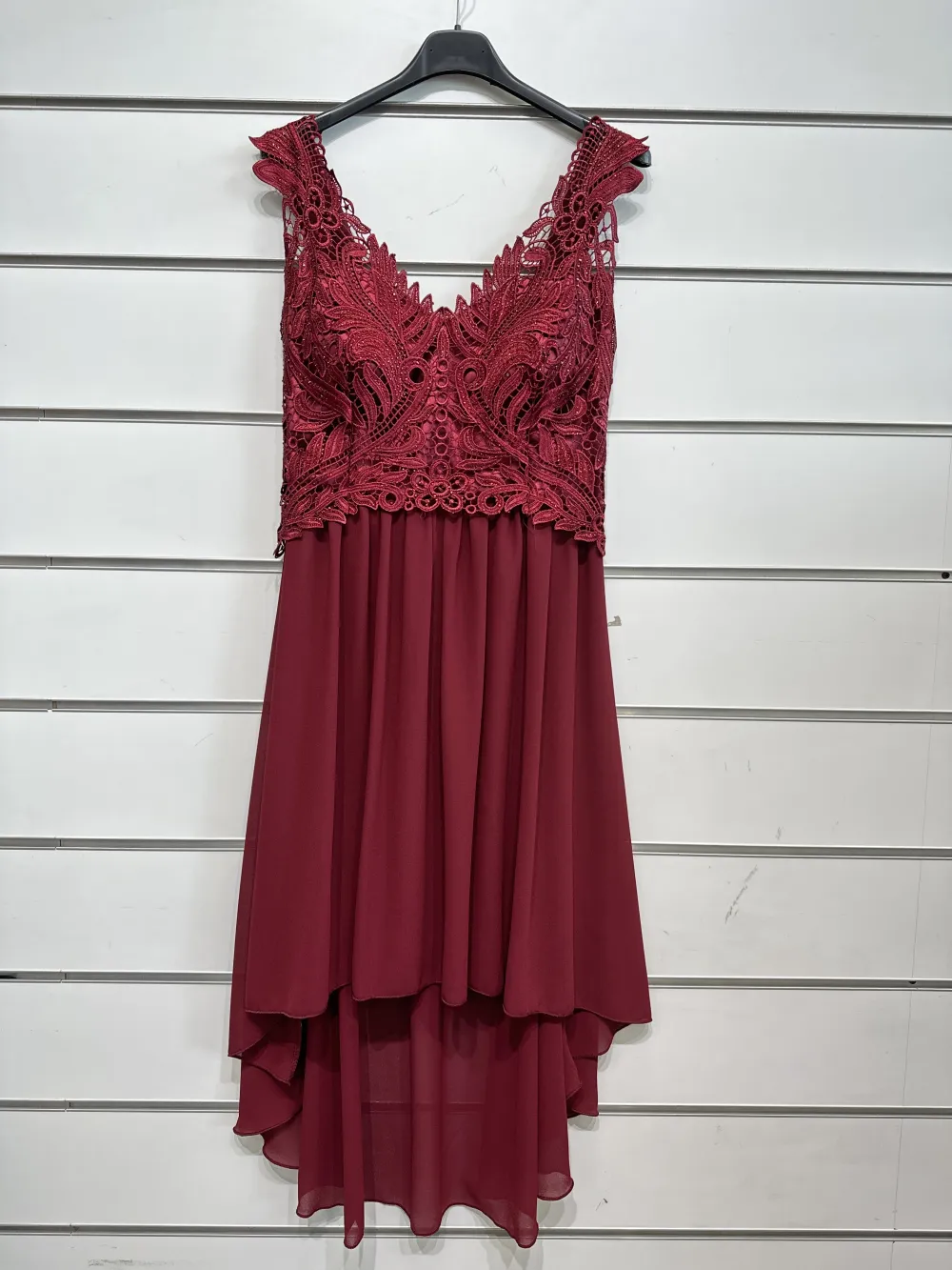 Women's elegant evening dress with straps (S/M ONE SIZE) ITALIAN FASHION IMPSH23C607 dark red S / M