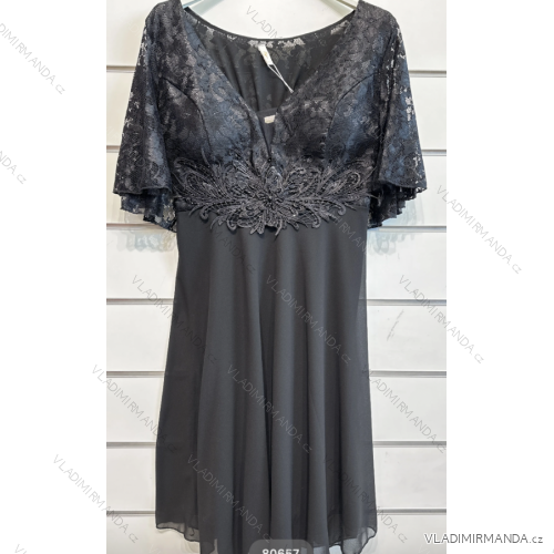 Women's Elegant Casual Short Sleeve Dress (S/M ONE SIZE) ITALIAN FASHION IMPSH2380657 black S / M