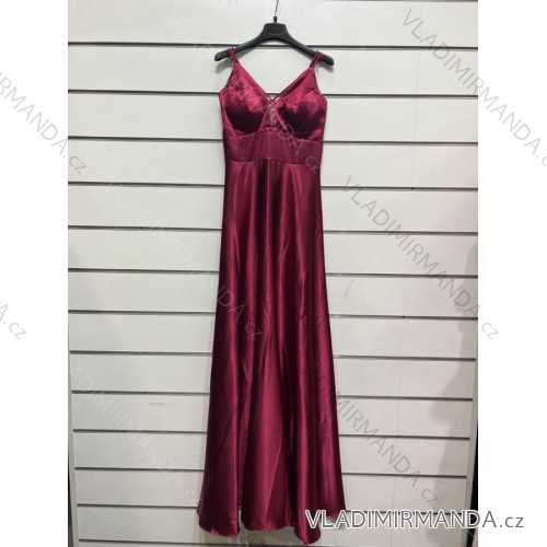 Šaty dlouhé společenské na ramínka dámské (S/M ONE SIZE) ITALSKÁ MÓDA IMPSH2450038 červená S/M