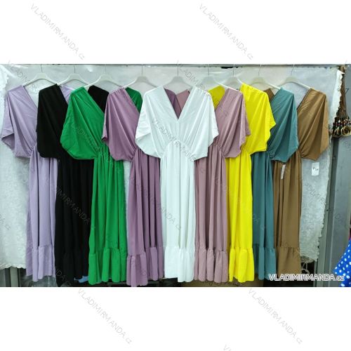 Šaty letní krátký rukáv dámské nadrozměr (3XL/4XL ONE SIZE) ITALSKÁ MÓDA IMWQ24097