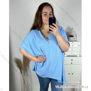 Tunika krátký rukáv dámská nadrozměr (5XL/6XL/7XL ONE SIZE) ITALSKÁ MÓDA IMBM24KNOPP