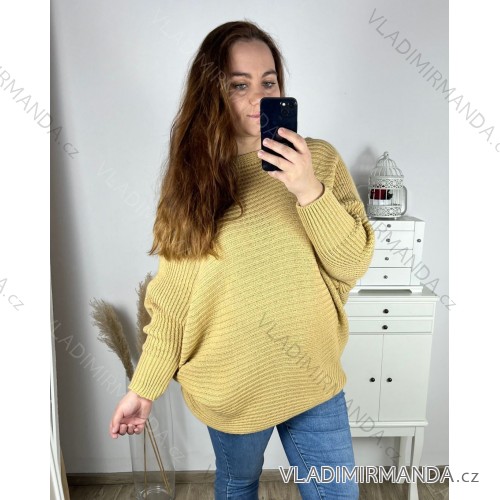 Svetr prodloužený netopýří dlouhý rukáv dámský nadrozměr  (3XL/4XL/5XL ONE SIZE) ITALSKá MODA IMC22747/DR 4XL/5XL béžová