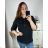 Tunika s 3/4 rukáv dámska nadrozmer (L-4XL) POĽSKÁ MODA PME23FABIA/DUR čierna XL