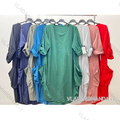 Šaty volnočasové dlouhý rukáv dámské nadrozměr (2XL/3XL/4XL ONE SIZE) ITALSKá MóDA IM424029