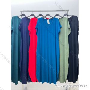 Šaty dlouhé krátký rukáv dámské nadrozměr (4XL/5XL ONE SIZE) ITALSKá MóDA IM424056