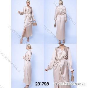 Šaty elegantní dlouhé dlouhý rukáv dámské (S/M ONE SIZE) ITALSKá MóDA IM424067