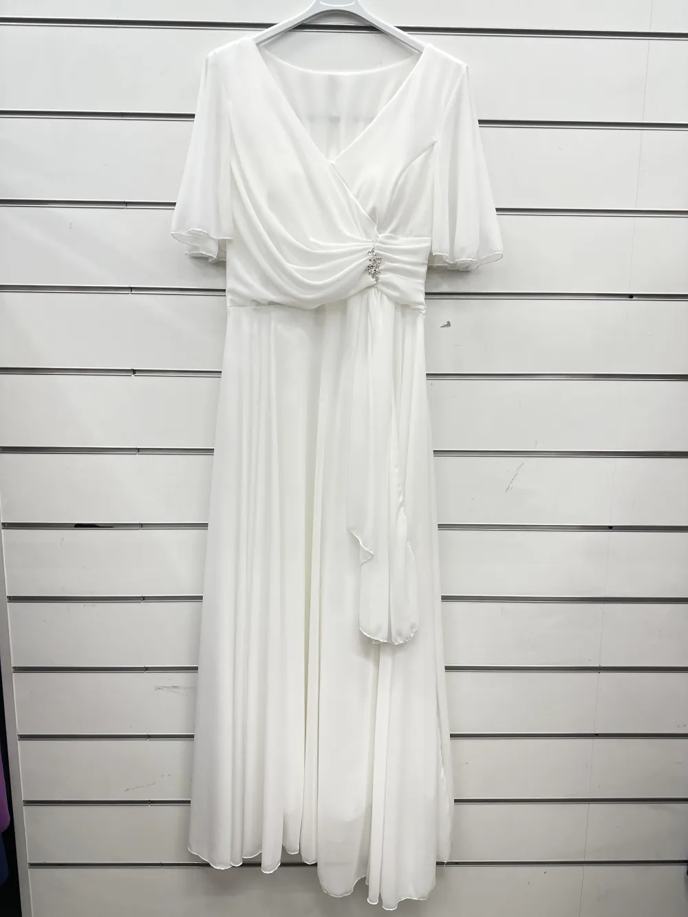 Šaty dlouhé elegantní krátký rukáv dámské nadrozměr (XL/2XL ONE SIZE) ITALSKÁ MÓDA IMPSH2480302 bílá XL/2XL