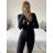 Women's Long Elegant Long Sleeve Jumpsuit (S/M ONE SIZE) ITALIAN FASHION IMWA23289 black S/M