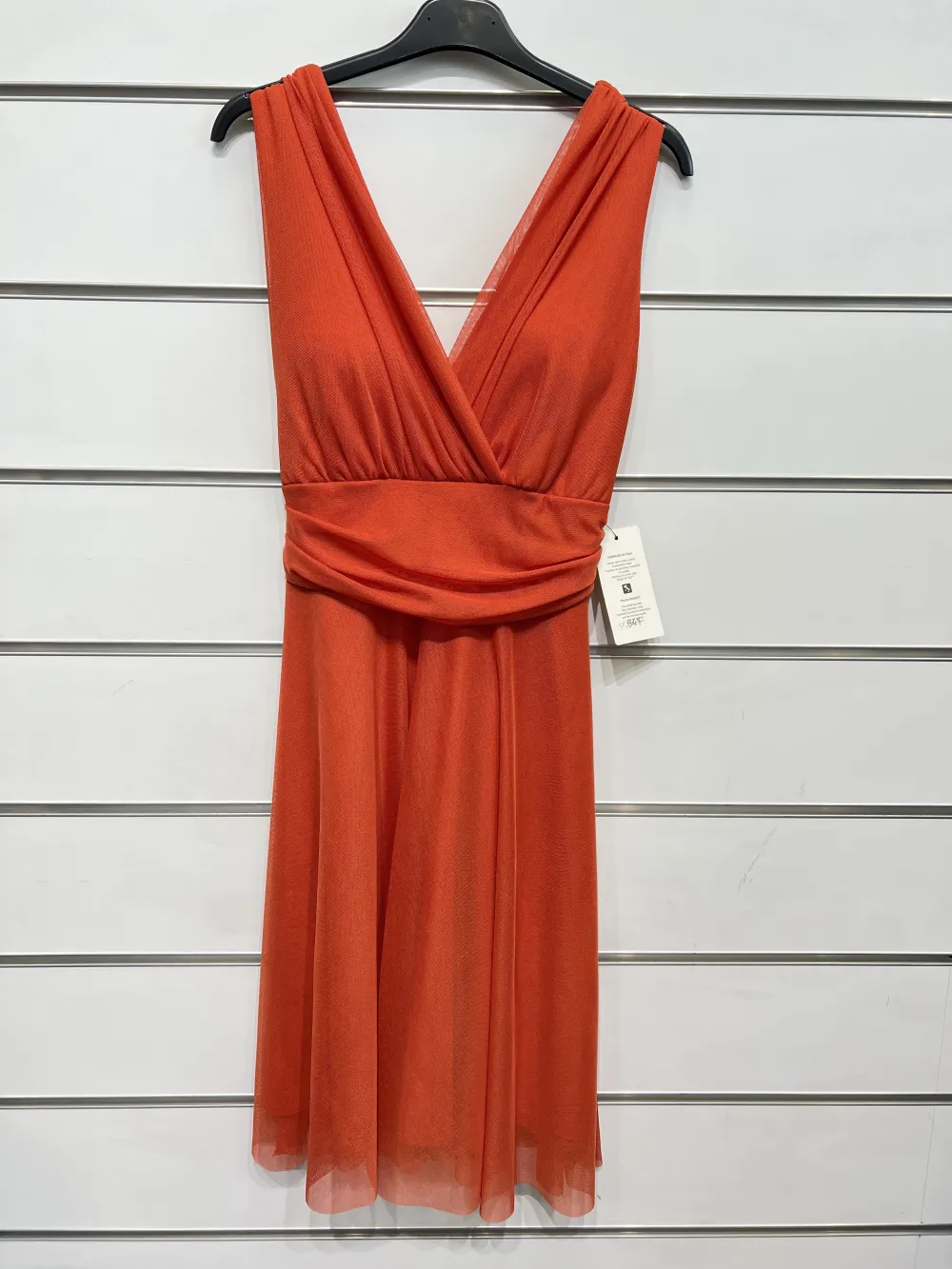 Women's Short Casual Elegant Sleeveless Dress (S/M ONE SIZE) ITALIAN FASHION IMPSH2435841 Orange S