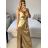 Šaty dlhé spoločenské na ramienka dámske (S/M ONE SIZE) TALIANSKA MÓDA IMPSH236505/DUR černá S/M/L