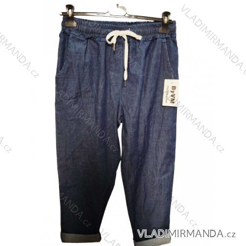 Kalhoty riflové dámské (L/XL ONE SIZE) ITALSKá MóDA IM424079/DR -   tmavě modrá -   L/XL