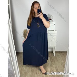 Šaty s přívěškem krátký rukáv dámské nadrozměr (3XL/4XL ONE SIZE) ITALSKÁ MÓDA IMWQ24085/DUR