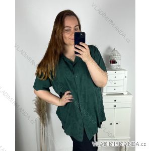 Košile krátký rukáv dámská nadrozměr (3XL/4XL ONE SIZE) ITALSKÁ MÓDA IMWQ24087