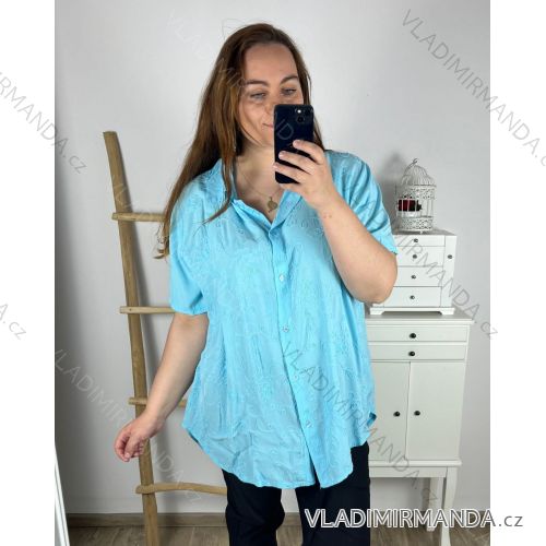 Women's Plus Size Long Sleeve Shirt (3XL/4XL ONE SIZE) ITALIAN FASHION IMWQ233259 3xl / 4xl Light blue