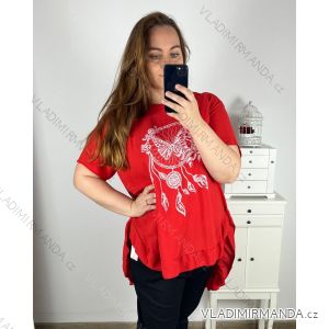 Tunika krátký rukáv dámská nadrozměr (4XL/5XL ONE SIZE) ITALSKÁ MÓDA IMWQ24060/DR