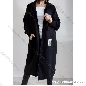 Mikina predĺžená na zips s kapucňou dlhý rukáv dámska nadrozmer (XL/2XL ONE SIZE) TALIANSKA MÓDA IMD24041