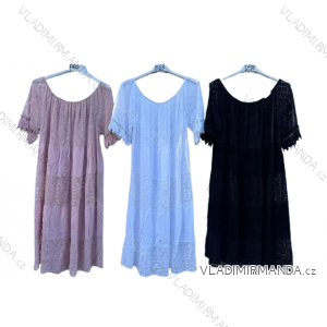 Šaty krajkové krátký rukáv dámské nadrozměr (XL/2XL ONE SIZE) ITALSKÁ MÓDA IMD24075