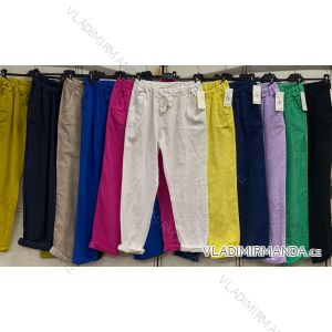 Kalhoty dlouhé lněné dámské (2XL/3XL ONE SIZE) ITALSKÁ MÓDA IMC24164