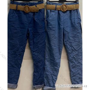 Kalhoty dlouhé s páskem dámské (S/M ONE SIZE) ITALSKÁ MÓDA IMC24165