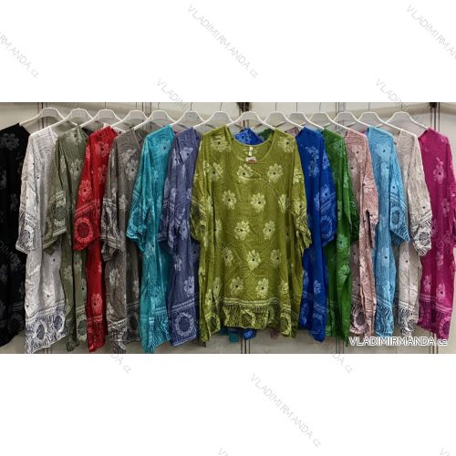 Tunika prodloužená krátky rukáv dámska nadrozmer (XL/2XL/3XL ONE SIZE) TALIANSKA MÓDA IMC24172