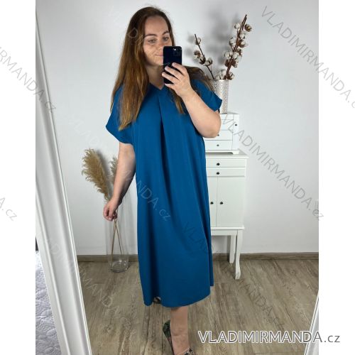 Šaty oversize maxi dlouhé krátký rukáv dámské bavlněné (3XL/4XL/5XL ONE SIZE) Italská Móda IM324VIKTORIE