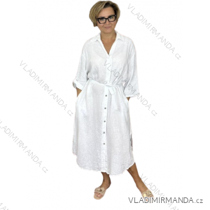 Šaty dlouhé košilové dlouhý rukáv dámské nadrozměr (50-58) ITALSKÁ MÓDA IMWEC24010