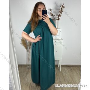 Šaty oversize maxi dlhé krátky rukáv dámske bavlnené (XL/2XL/3XL ONE SIZE) Talianska Móda IM324VOGUE