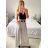 Kalhoty dlouhé s páskem dámské (S/M/L ONE SIZE) ITALSKÁ MÓDA IMWD24001/DU -   šedá světlá -   M/L