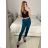 Women's long leather pants (S/M ONE SIZE) ITALIAN FASHION IMPLI2312199 -   modrá petrolejová -   S / M